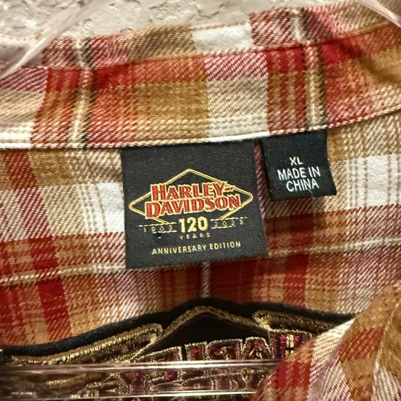 Harley-Davidson Woman’s 120th Anniversary Edition Flannel Button Shirt Sz XL - Picture 9 of 9